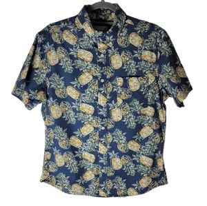 Goodfellow men button down short sleeve slim fit pibeappke shirt size medium